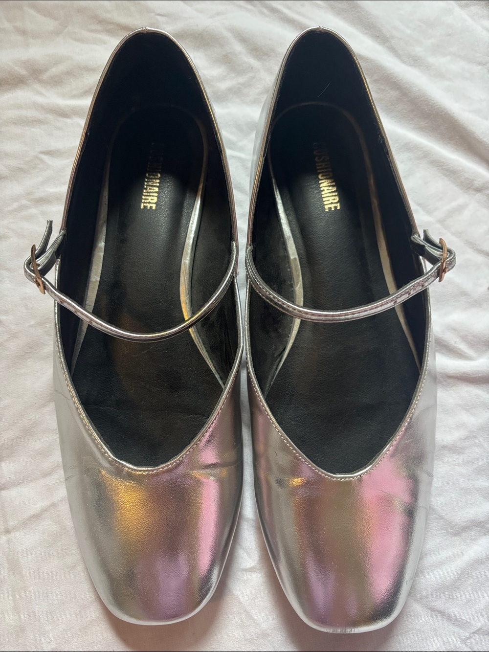 Silver Metallic Mary Jane Flats - Unbranded